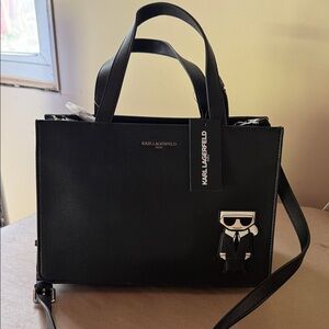 Karl Lagerfeld Black Tote with Character Detail